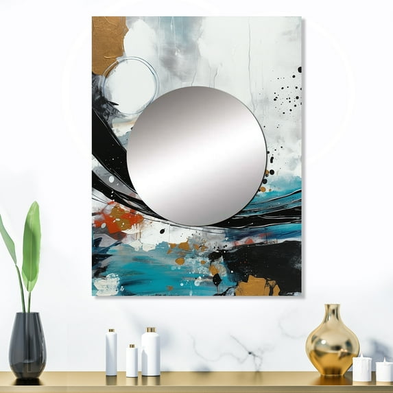 Designart "Exploring Boho Simplicity III" Abstract Mirror Wall Decor - Modern Grey Abstract Large Mirror For Wall Art Decor - 32" x 24" Inch
