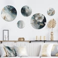 thumbnail image 1 of Designart "Exploring Floral Forms Blue and Gold II" Abstract Floral Metal Wall Art Set of 5 Piece, 1 of 5