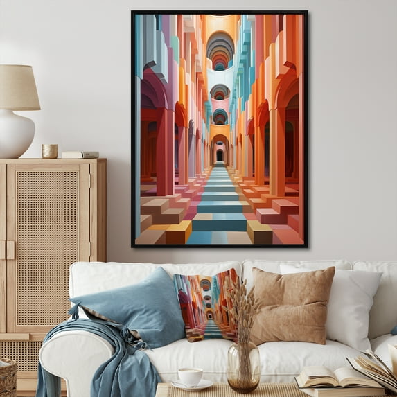 Designart "Exploring Optical Illusions in Op Art I" Abstract Floater Framed Canvas Print