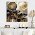 thumbnail image 1 of Designart "Exploring The Evolving Golden Moon II" Landscape Modern Canvas Art Print, 1 of 5