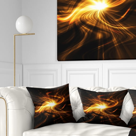 Designart Explosion of Fire in Black - Abstract Throw Pillow - 16x16