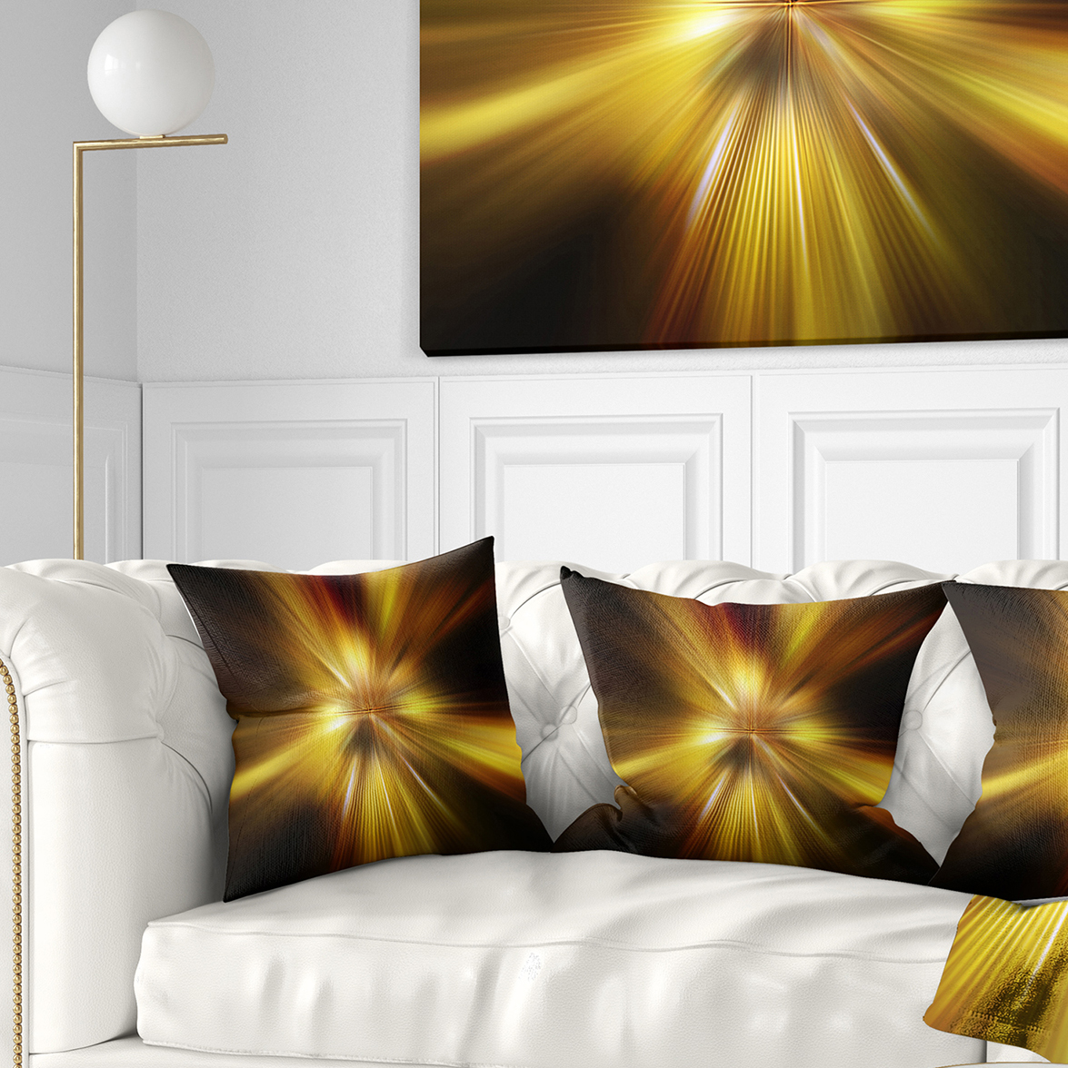 Designart Explosion of Golden Hue - Abstract Throw Pillow - 18x18
