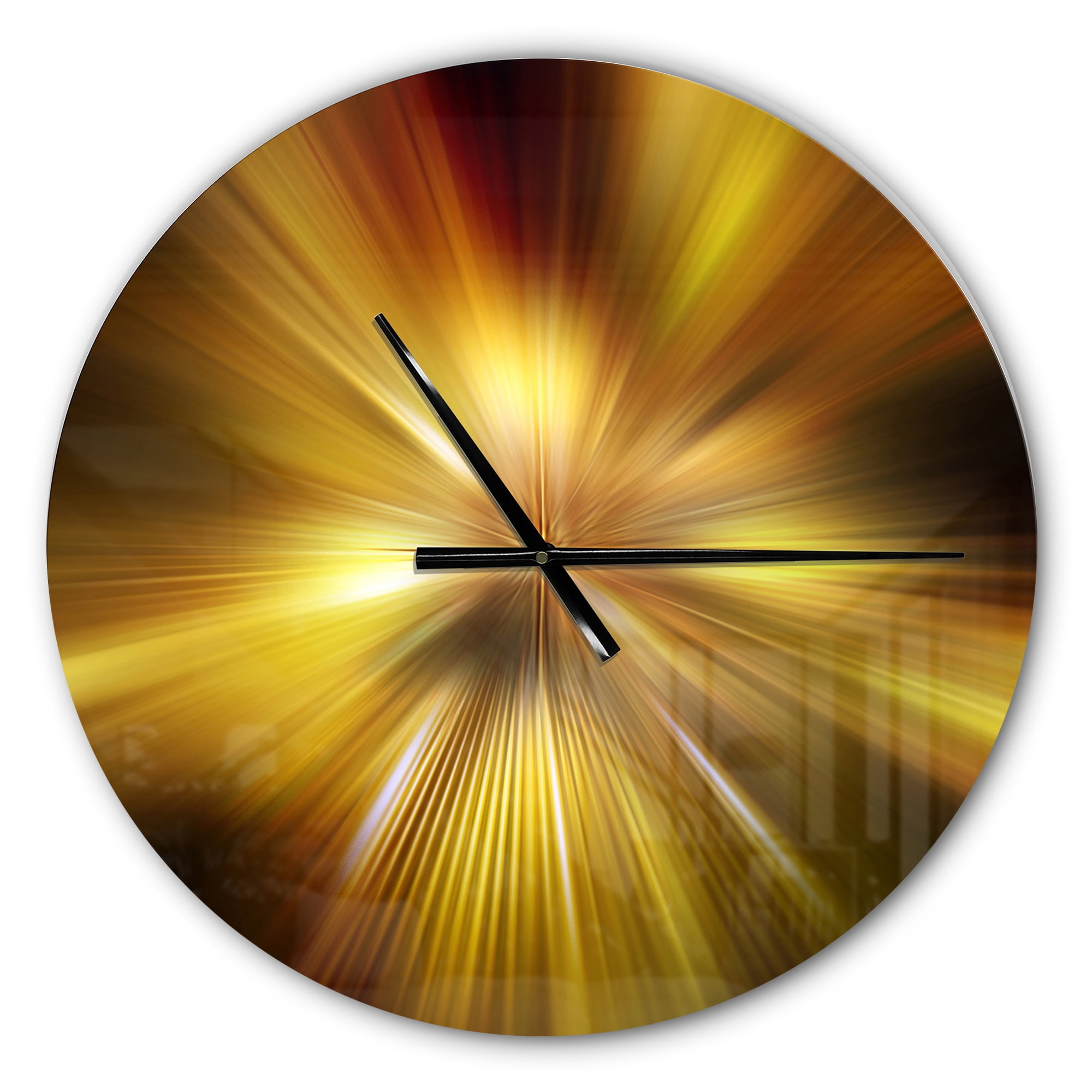Designart 'Explosion of Golden Hue' Metal Wall Clock