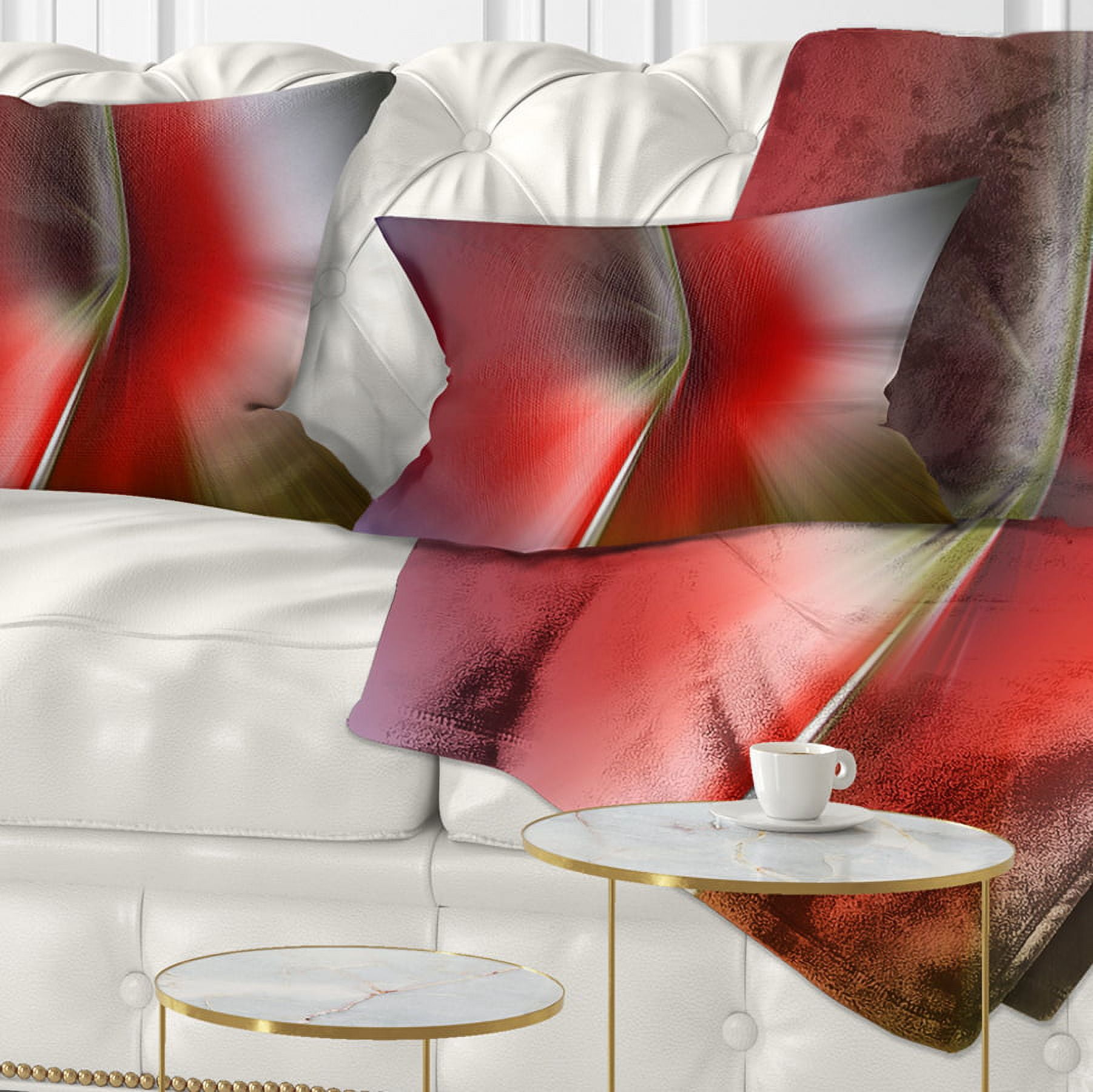 Designart Explosion of Red on Purple - Abstract Throw Pillow - 12x20