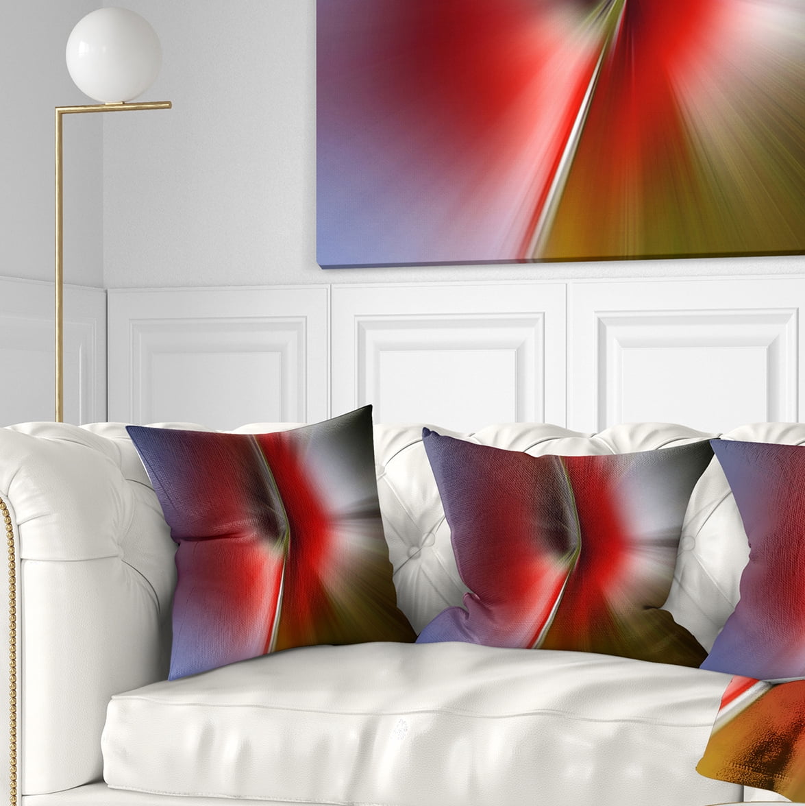 Designart Explosion of Red on Purple - Abstract Throw Pillow - 16x16