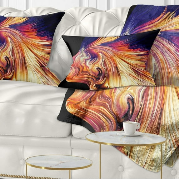 Designart Explosion of Thought - Abstract Throw Pillow - 12x20