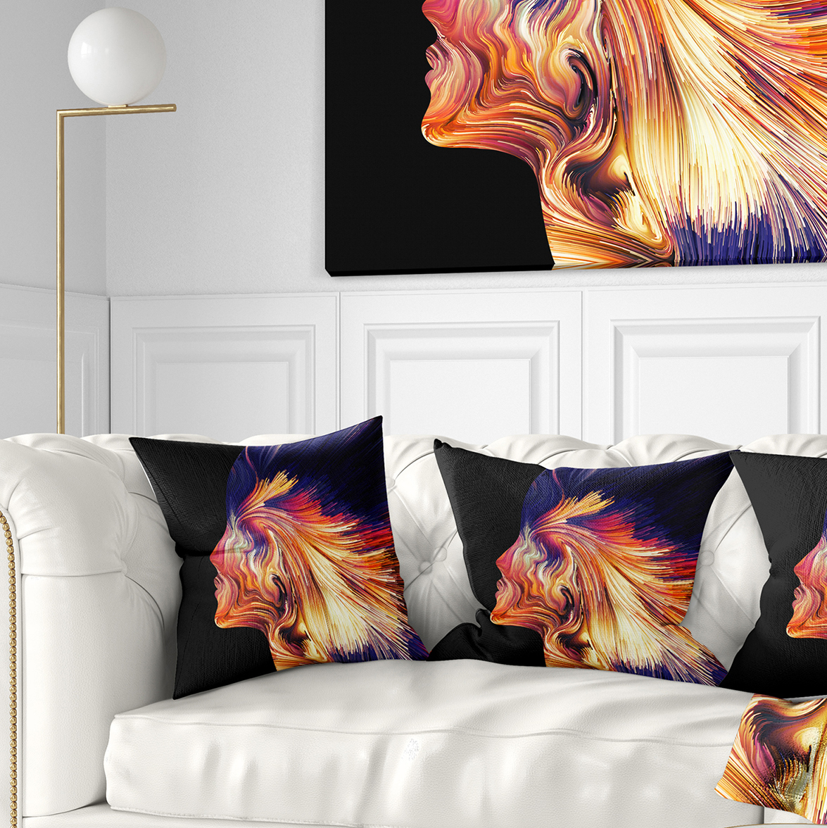 Designart Explosion of Thought - Abstract Throw Pillow - 18x18