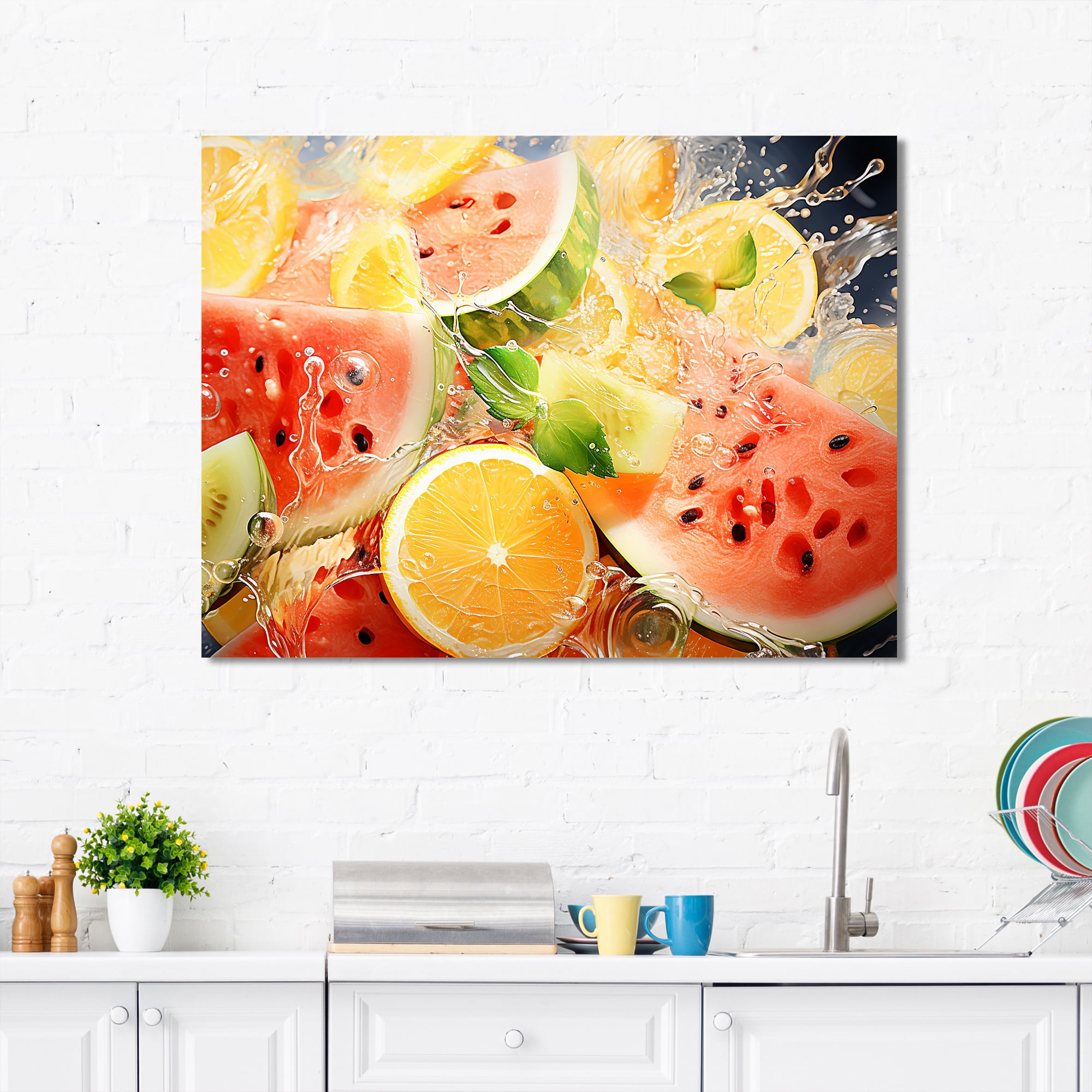 Explosion of Yellow and Red Fruitful Watermelons Canvas Art