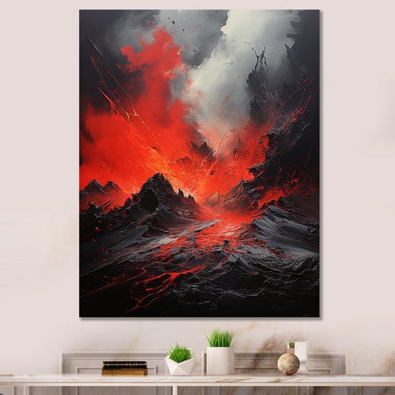 Designart "Explosive Volcanic Fury II" Volcano Wall Art Living Room