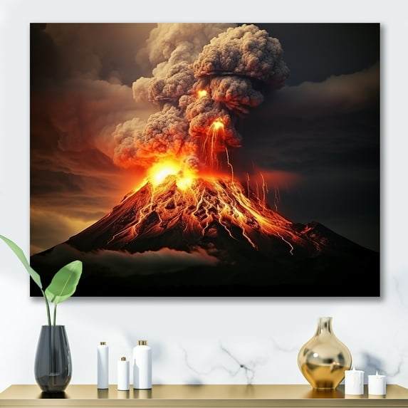 Designart "Explosive Volcanic Fury III" Volcano Canvas Prints