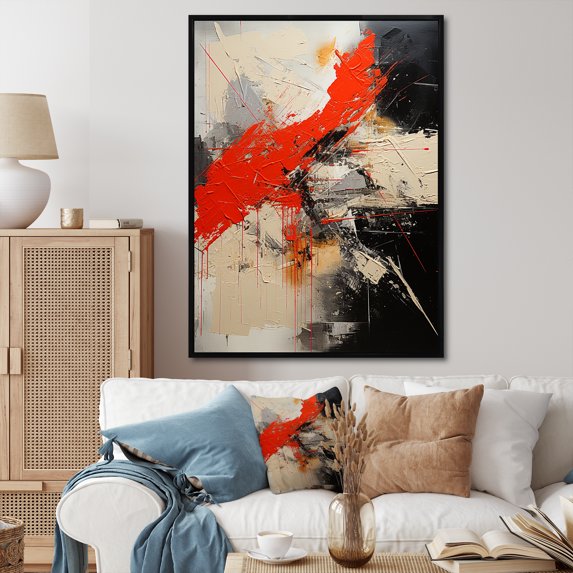 Designart "Explosive Volcanic Fury" Volcano Floater Framed Canvas Wall Art