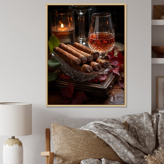 Designart "Expressing The Essence Of Cuban Cigars" Cuba Floater Framed Canvas Wall Art