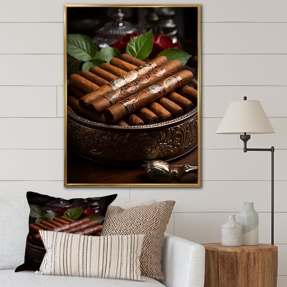 Designart "Expressing The Essence Of Cuban Cigars I" Cuba Floater Framed Canvas Prints