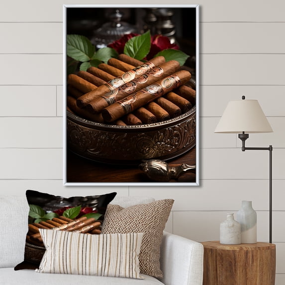 Designart "Expressing The Essence Of Cuban Cigars I" Cuba Floater Framed Canvas Prints