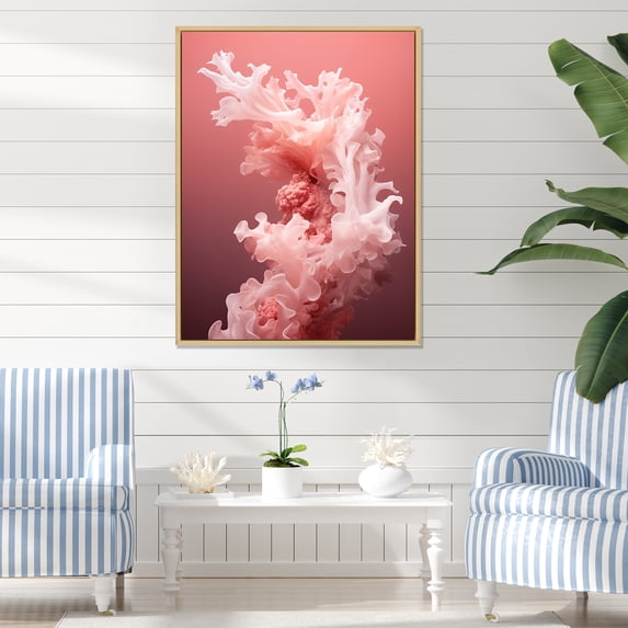Designart "Expressing The Whispers Of Underwater Corals" Coastal Coral Under Water Floater Framed Wall Art Prints
