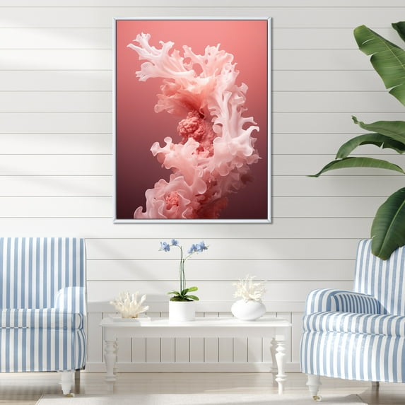 Designart "Expressing The Whispers Of Underwater Corals" Coastal Coral Under Water Floater Framed Wall Art Prints
