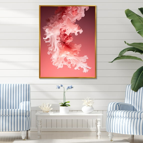 Designart "Expressing The Whispers Of Underwater Corals" Coastal Coral Under Water Floater Framed Wall Art Prints
