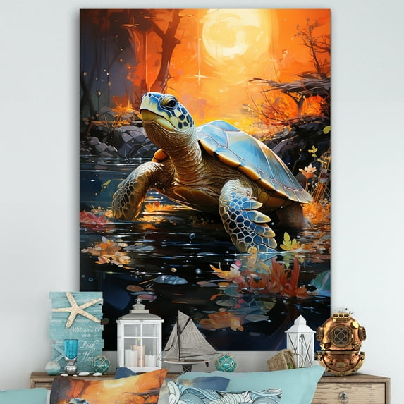 Designart "Expression I" Animals Turtle Wall Art Prints