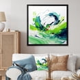 thumbnail image 1 of Designart "Expression of White and Green Abstract Ink II" Abstract Framed Wall Art Decor - Modern Green Abstract Painting Living Room Framed Canvas Art, 1 of 6