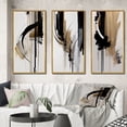 thumbnail image 1 of Designart "Expression in Black, White, and Gold I" Abstract Framed Wall Art Set Of 3 - Black Modern Frame Gallery Wall Set For Home Decor, 1 of 6