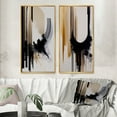 thumbnail image 1 of Designart "Expression in Black, White, and Gold IV" Abstract Framed Wall Art Set Of 2 - Black Geometric Framed Canvas Set For Living Room Decor, 1 of 7