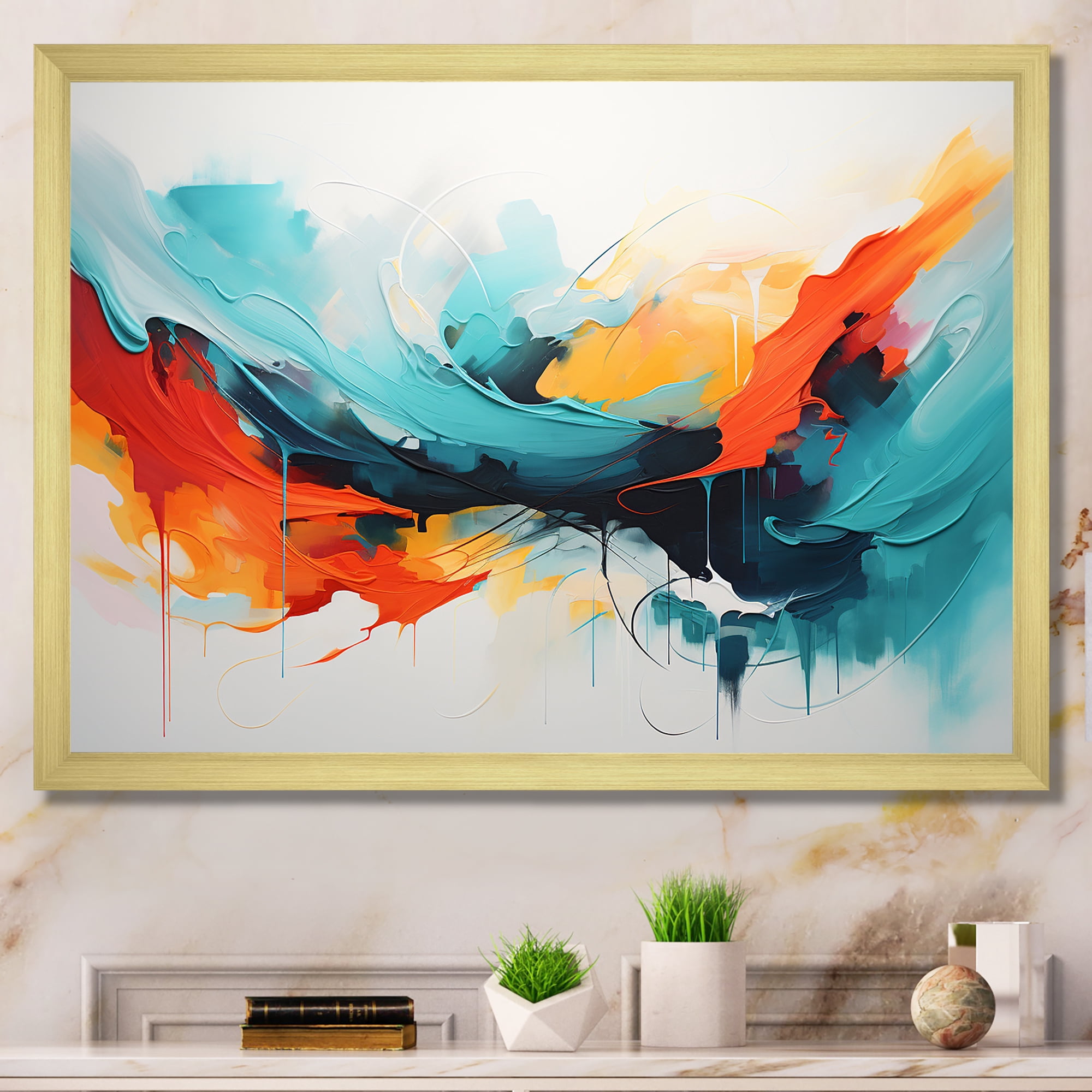 Designart "Expressionism in Colorful Abstract III" Abstract Framed Wall ...
