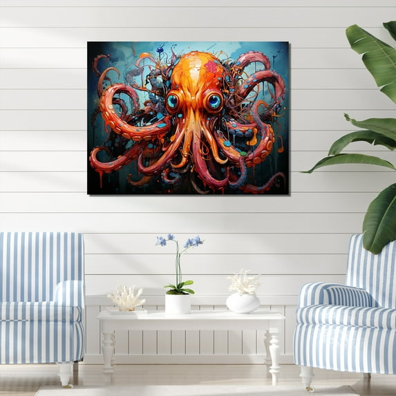 Designart "Expressionist Abyss With Octopus" Octopus/Squid Wall Decor