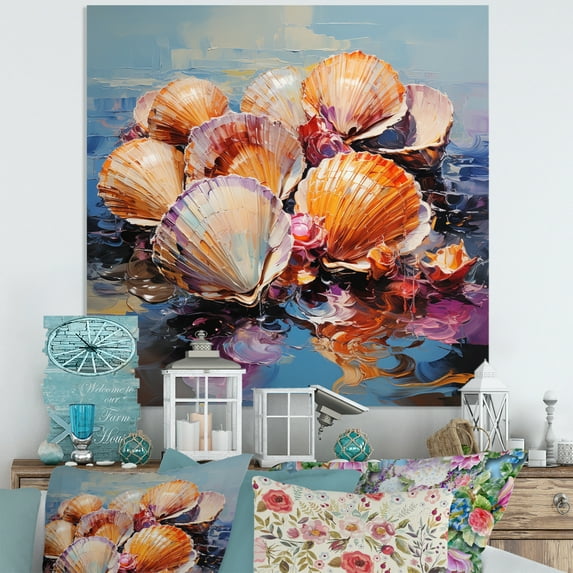 Designart "Expressionist Seashells composition I" Animals Metal Wall Decor