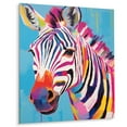 thumbnail image 1 of Designart "Expressionistic Stripes on a Colorful Zebra II" Animals Metal Wall Art Prints, 1 of 5