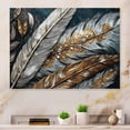 thumbnail image 1 of Designart "Expressions of Freedom Silver And Gold II" Boho Feather Metal Wall Art Prints, 1 of 5