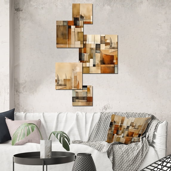 Designart "Expressions of Modernism IV" Modern Midcentury Metal Wall Decor Set