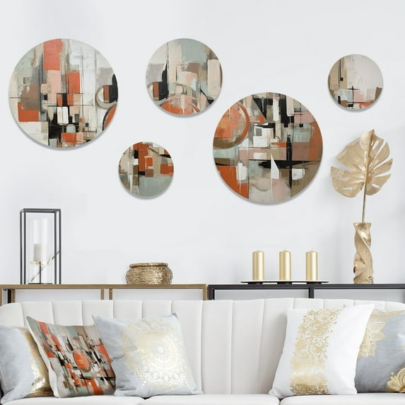 Designart "Expressions of Modernism VI" Modern Midcentury Metal Wall Art Set of 5 Piece