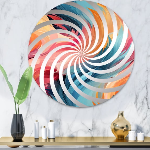 Designart "Expressive Artistry in Pastel Colors III" Abstract Vortex Round Wall Mirror - Oval Printed Decorative Mirror - Multiple Color Options