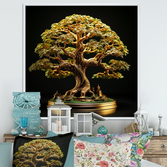 Designart "Expressive Bonsai Peace" Tree Bonsai Floater Framed Wall Decor