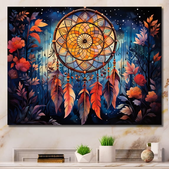 Designart "Expressive Dreams Gold Dream Catcher I" Spiritual Wall Decor