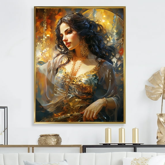 Designart "Expressive Movements Of A Middle Eastern Belly Dancer" Dance Floater Framed Canvas Art Print