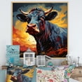 thumbnail image 1 of Designart "Expressive Portrait Of A Colorful Cow I" Animals Cow Floater Framed Canvas Art Print, 1 of 5
