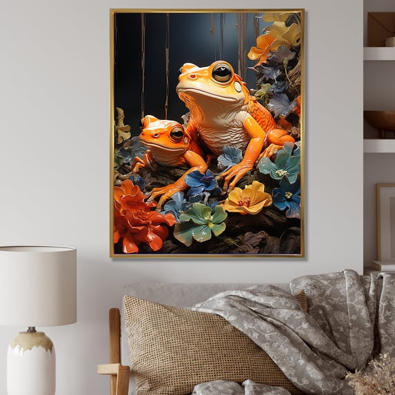 Designart "Expressive Spirit Of The Frog" Frogs & Toads Floater Framed Canvas Prints