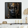 thumbnail image 1 of Designart "Expressive Tribes African Woman in Black and Gold II" Fashion Framed Wall Art Decor - Glam Black Woman Living Room Framed Canvas Art, 1 of 6