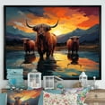 thumbnail image 1 of Designart "Expressive Yaks On The Horizon II" Yaks Floater Framed Wall Art Living Room, 1 of 5