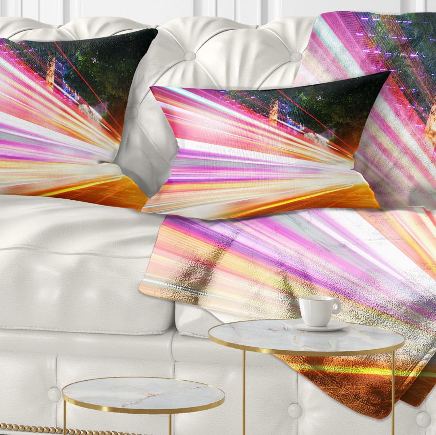 Designart Expressway Light Trails - Cityscape Photo Throw Pillow - 12x20