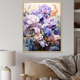 thumbnail image 1 of Designart "Exquisite Deep Purple Iris Blossoms II" Irises Floater Framed Wall Art Living Room, 1 of 5