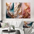 thumbnail image 1 of Designart "Exquisite Symphony of Waves Liquid Gold, Pink, and Blue I" Abstract Shapes Wall Art Set Of 3 - Transitional Gold Gallery Wall Set For Home Decor, 1 of 6