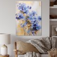 thumbnail image 1 of Designart "Exquisite Violets In Blue And Gold Hues II" Violets Canvas Art Print, 1 of 7