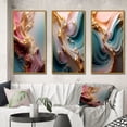thumbnail image 1 of Designart "Exquisite Wave Symphony Liquid Gold and Pink IV" Abstract Shapes Framed Wall Art Set Of 3 - Gold Transitional Frame Canvas Set For Living Room Decor, 1 of 6