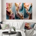 thumbnail image 1 of Designart "Exquisite Wave Symphony Liquid Gold and Pink IV" Abstract Shapes Wall Art Set Of 3 - Transitional Gold Canvas Set For Living Room Decor, 1 of 6