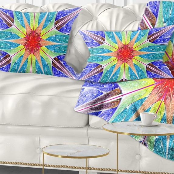 Designart Extraordinary Fractal Blue Design - Abstract Throw Pillow - 12x20