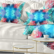 Designart Extraordinary Fractal Blue Texture - Abstract Throw Pillow - 12x20