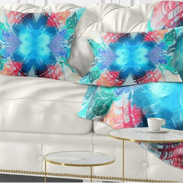 Designart Extraordinary Fractal Blue Texture - Abstract Throw Pillow - 12x20