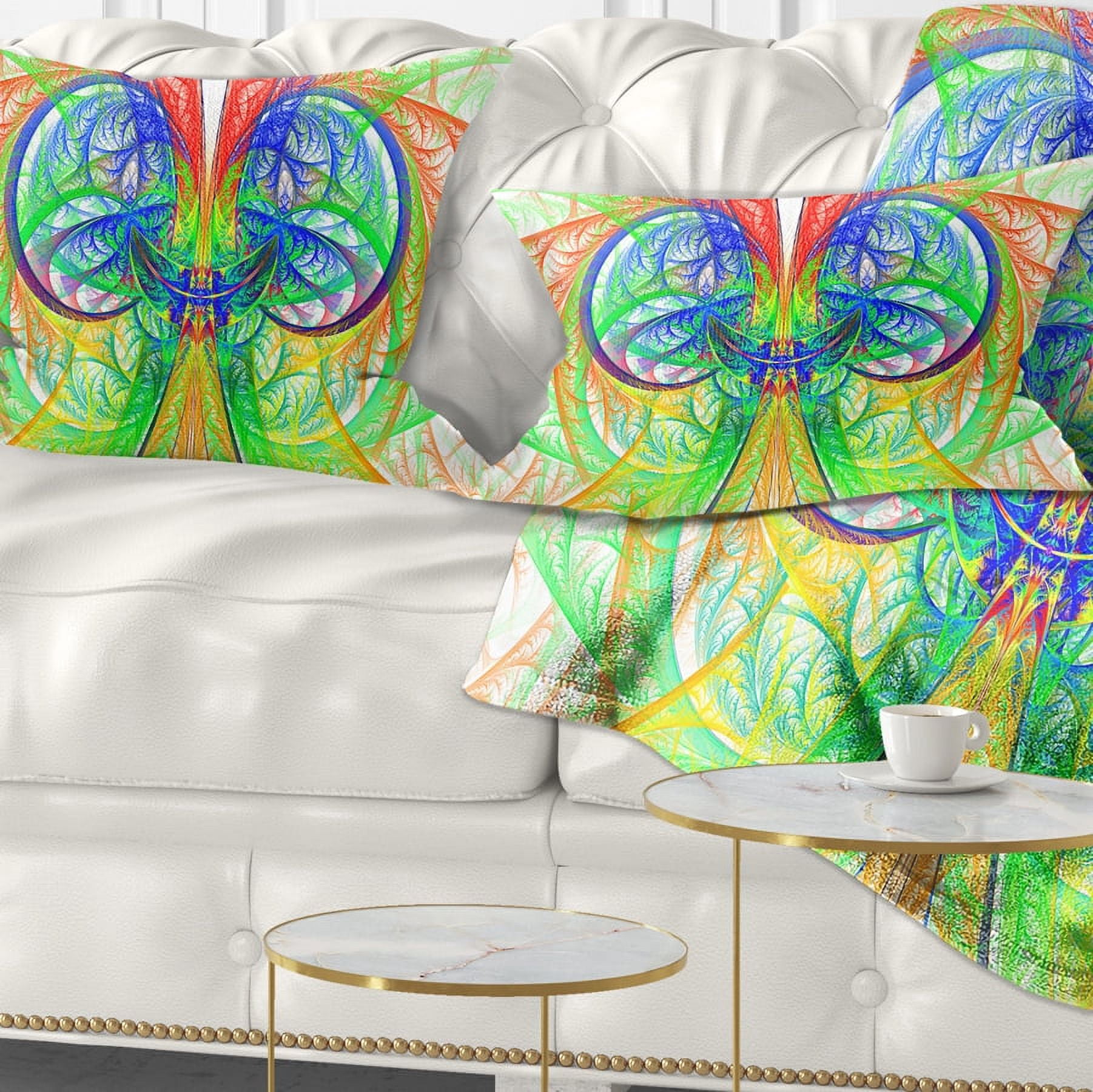 Designart Extraordinary Fractal Green Design - Abstract Throw Pillow - 12x20